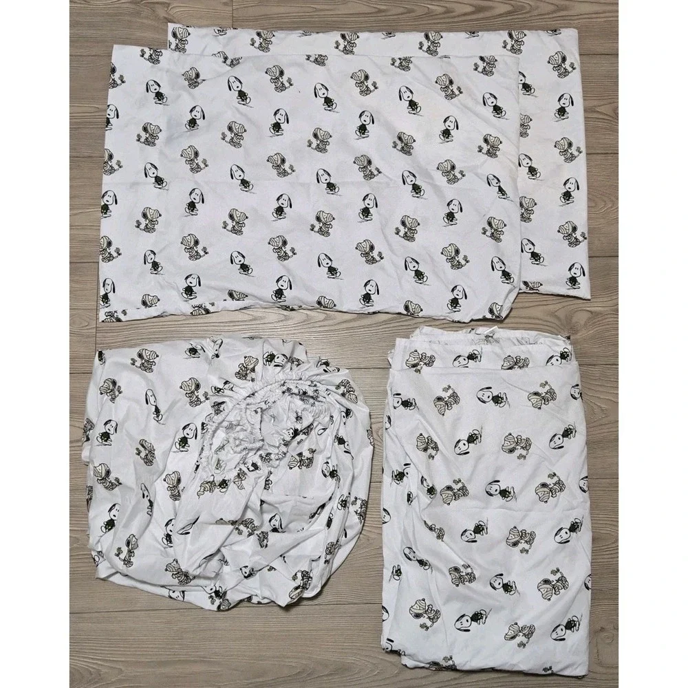 Berkshire Peanuts Snoopy Woodstock Twin Sheet Set 4pc Halloween Flat Pillowcase